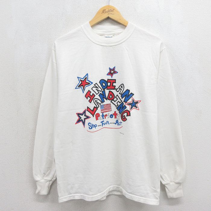 00s 長袖Tシャツ メッセージ ホワイト メンズM相当 | 古着