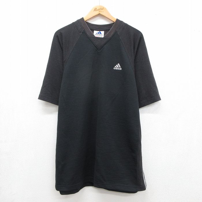 アディダス 90s 長袖Tシャツ ワンポイントロゴ ブラック メンズXL相当 | 古着