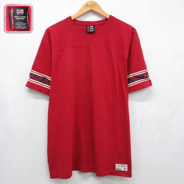 ラルフローレン 長袖フットボールTシャツ フットボール レッド メンズXL相当 | 古着