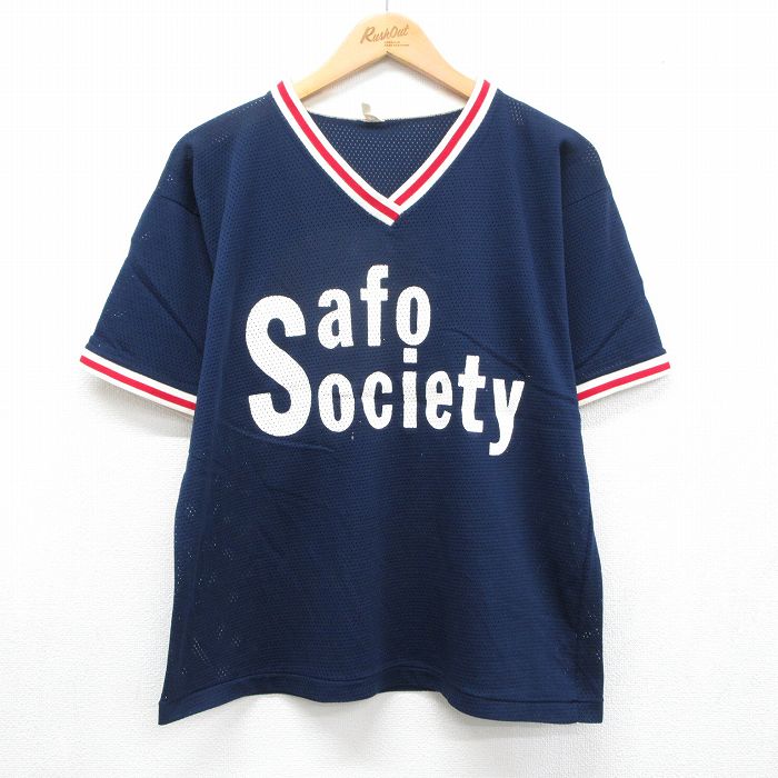 80s 長袖Tシャツ Society ネイビー メンズL相当 | 古着