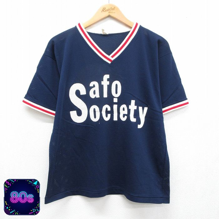 80s 長袖Tシャツ Society ネイビー メンズL相当 | 古着