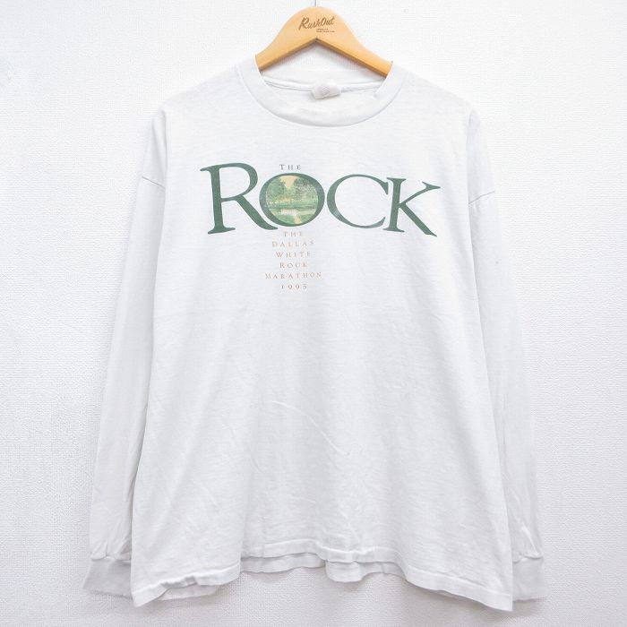 90s 長袖Tシャツ ROCK ホワイト メンズXL相当 | 古着