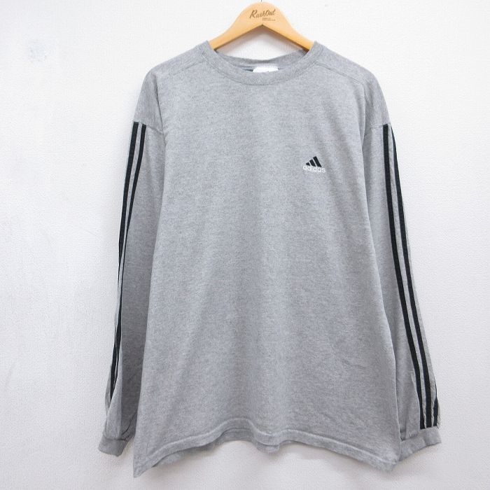 アディダス 90s 長袖Tシャツ ワンポイントロゴ グレー メンズXL相当 | 古着