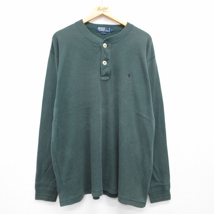 ラルフローレン 90s 長袖Tシャツ ワンポイントロゴ グリーン メンズXL相当 | 古着