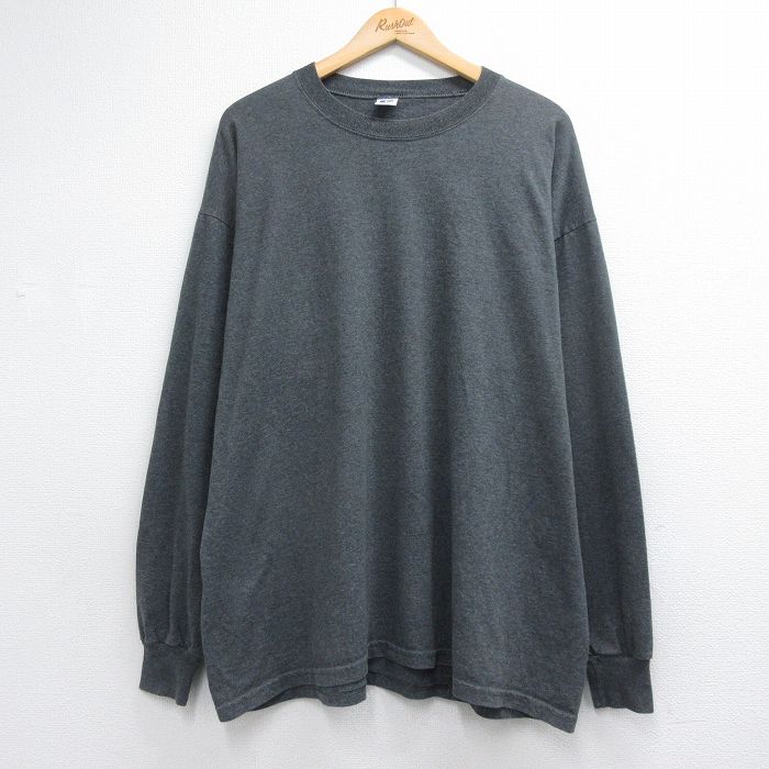 ラッセル 00s 長袖Tシャツ ワンポイントロゴ グレー メンズXL相当 | 古着