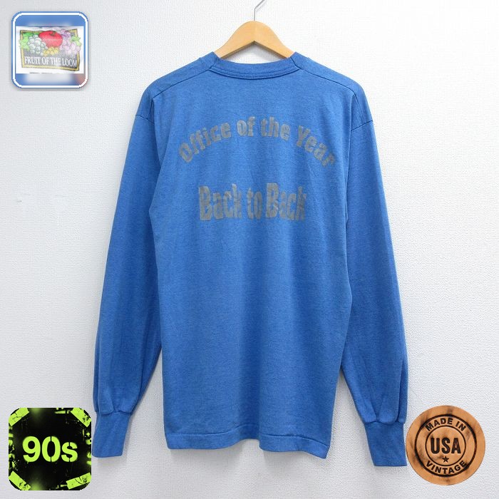 フルーツオブザルーム 90s 長袖Tシャツ Back ブルー メンズL相当 | 古着