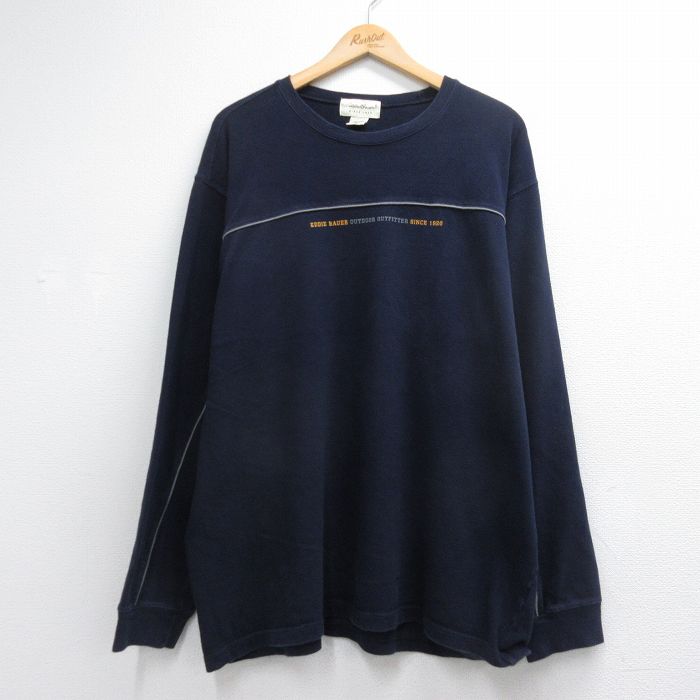 エディーバウアー 00s 長袖Tシャツ アウトドア ネイビー メンズXL相当 | 古着