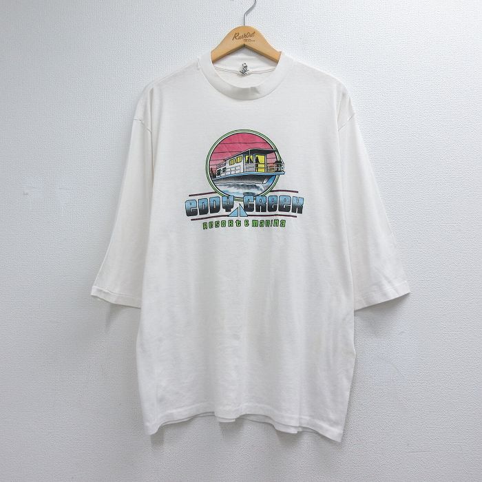 90s 7分袖Tシャツ 船 ホワイト メンズXL相当 | 古着