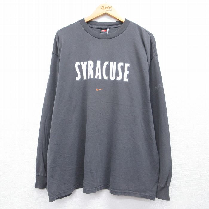 ナイキ 00s 長袖Tシャツ シラキュースバスケットボール グレー メンズXL相当 | 古着