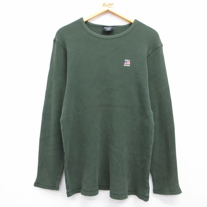 ラルフローレン 長袖サーマルTシャツ ワンポイントロゴ カーキ メンズM相当 | 古着