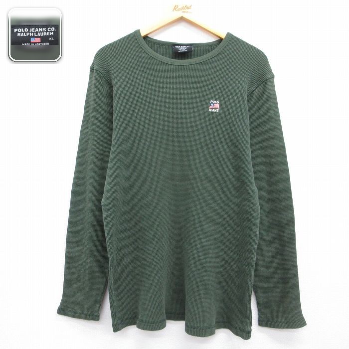 ラルフローレン 長袖サーマルTシャツ ワンポイントロゴ カーキ メンズM相当 | 古着
