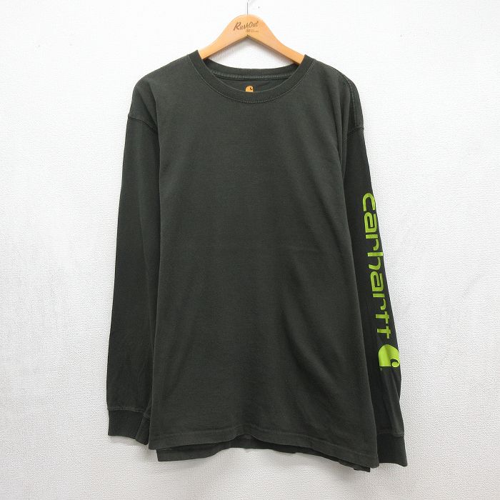 カーハート 長袖Tシャツ ビッグロゴ カーキ メンズXL相当 | 古着