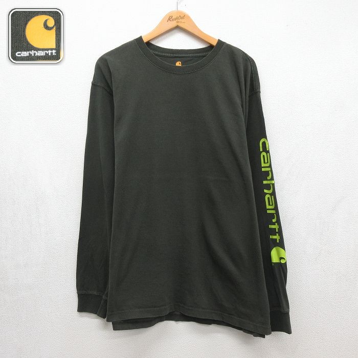 カーハート 長袖Tシャツ ビッグロゴ カーキ メンズXL相当 | 古着
