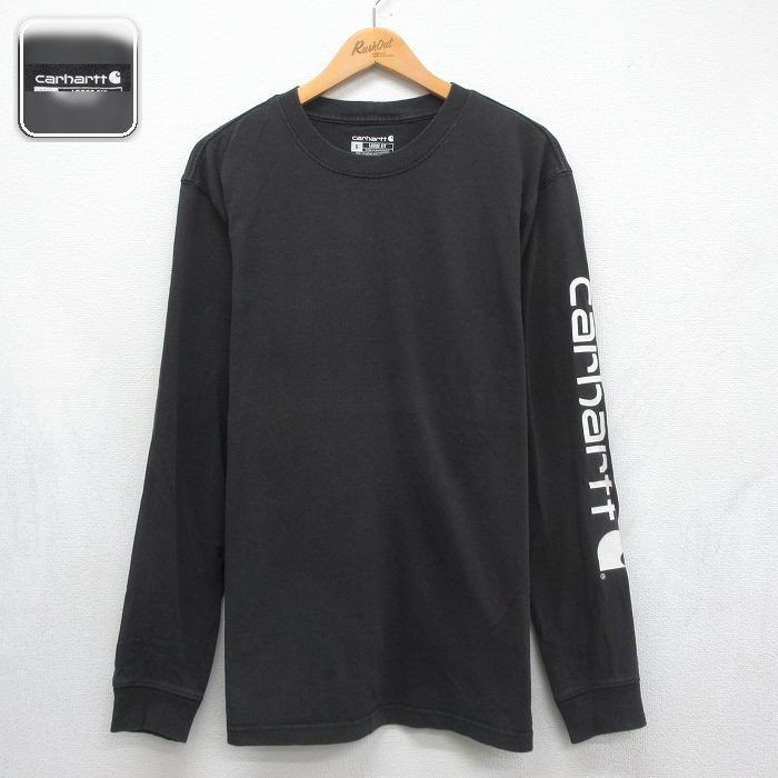 カーハート 長袖Tシャツ ビッグロゴ ブラック メンズL相当 | 古着