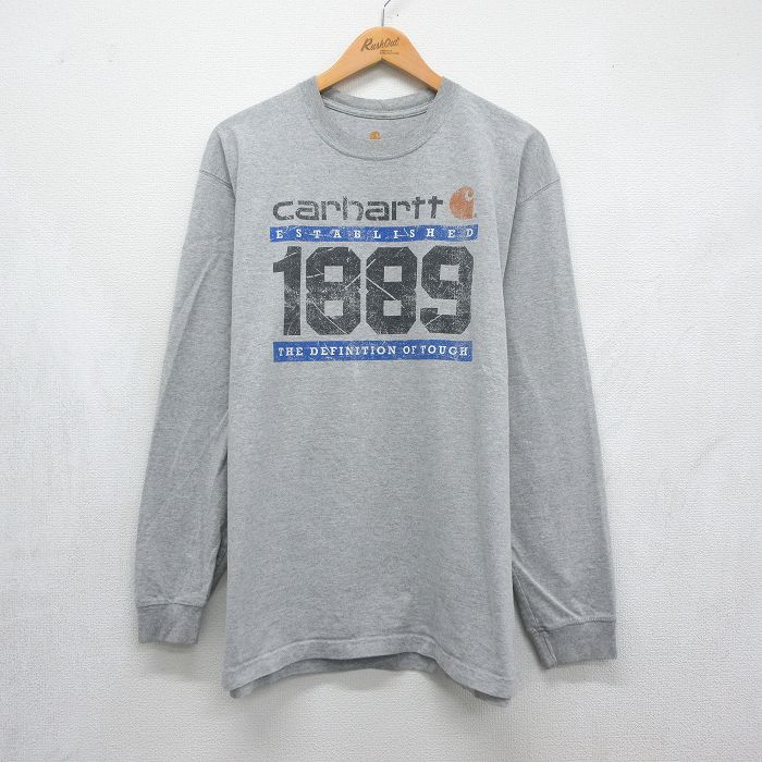 カーハート 長袖Tシャツ ビッグロゴ グレー メンズXL相当 | 古着