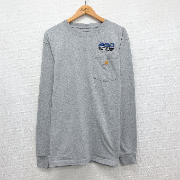 カーハート 長袖Tシャツ ワンポイントロゴ グレー メンズXL相当 | 古着