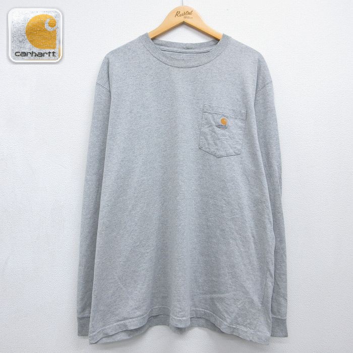 カーハート 長袖Tシャツ ワンポイントロゴ グレー メンズXL相当 | 古着