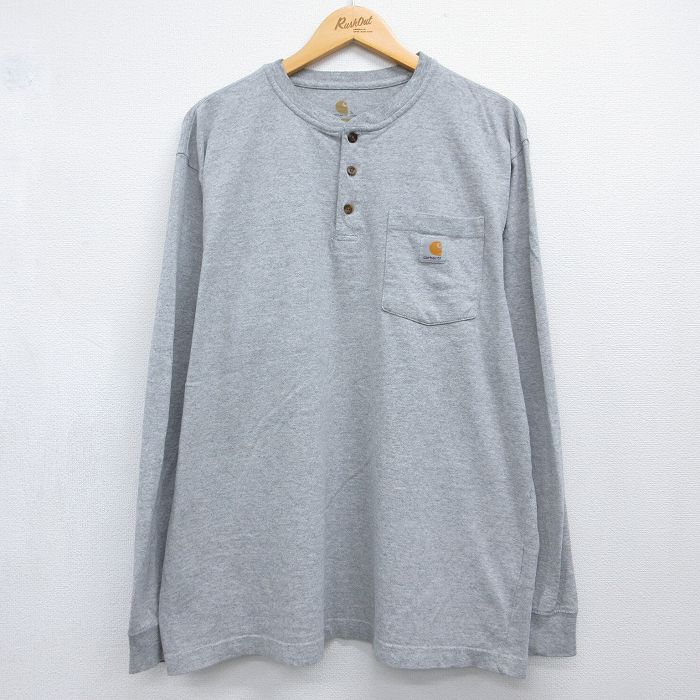 カーハート 長袖Tシャツ ワンポイントロゴ グレー メンズXL相当 | 古着