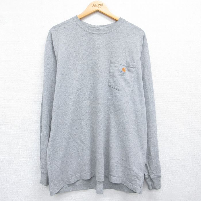 カーハート 長袖Tシャツ ワンポイントロゴ グレー メンズXL相当 | 古着
