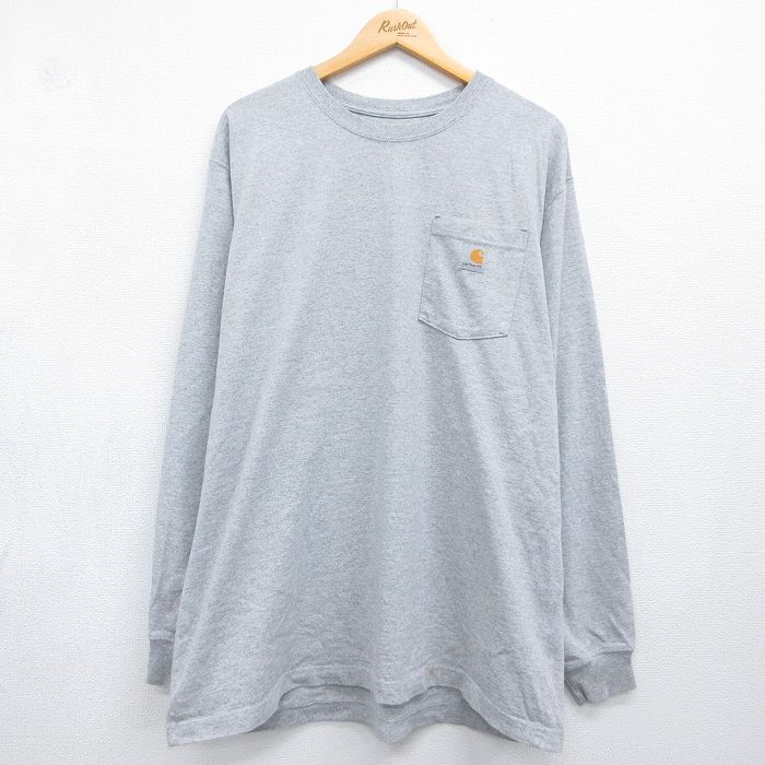 カーハート 長袖Tシャツ ワンポイントロゴ グレー メンズXL相当 | 古着