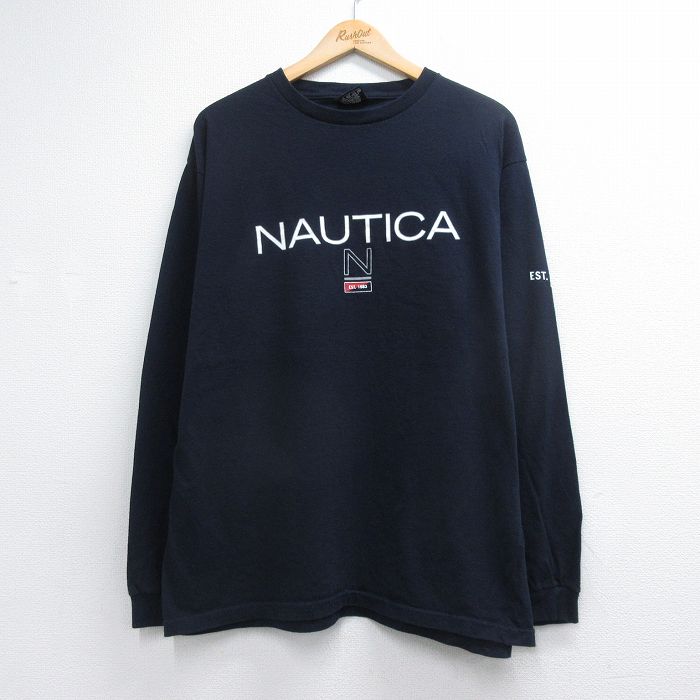 ノーティカ 00s 長袖Tシャツ ビッグロゴ ネイビー メンズXL相当 | 古着