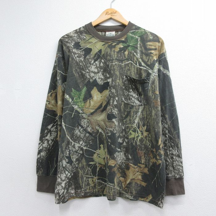 レッドヘッド 00s 長袖Tシャツ 胸ポケット付き ブラウン迷彩 メンズXL相当 | 古着