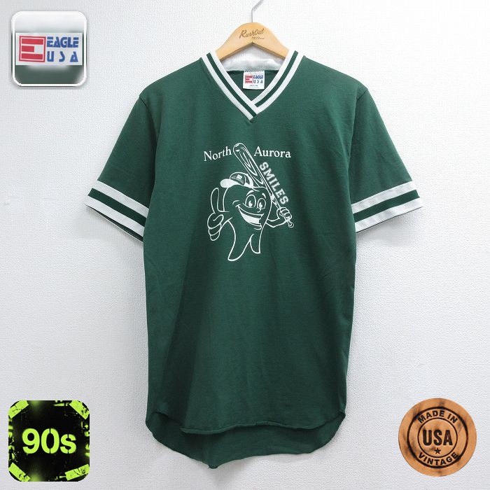 90s 半袖Tシャツ North Aurora SMILES グリーン メンズM相当 | 古着