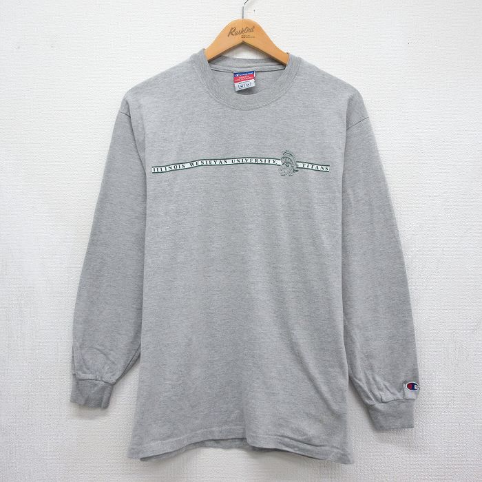 チャンピオン 00s 長袖Tシャツ イリノイカレッジ グレー メンズM相当 | 古着