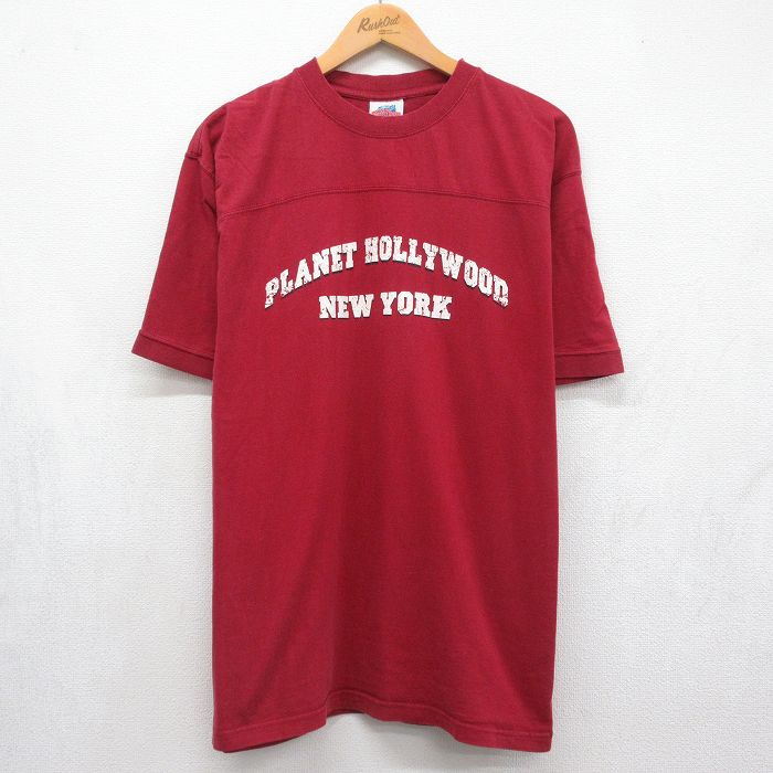 90s 半袖フットボールTシャツ ニューヨーク バーガンディ メンズXL相当 | 古着