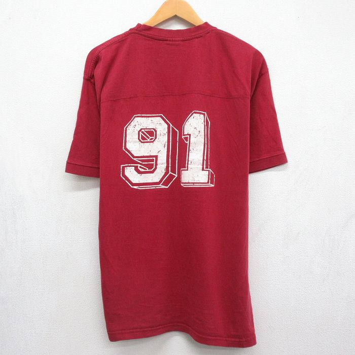古着通販 XL☆古着 半袖 ビンテージ フットボール Tシャツ メンズ 90