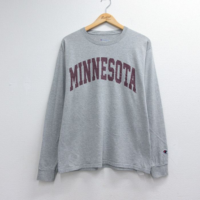 チャンピオン 長袖Tシャツ MINNESOTA グレー メンズL相当 | 古着