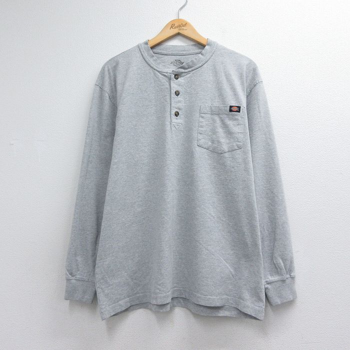 ディッキーズ 長袖Tシャツ ワンポイントロゴ グレー メンズXL相当 | 古着