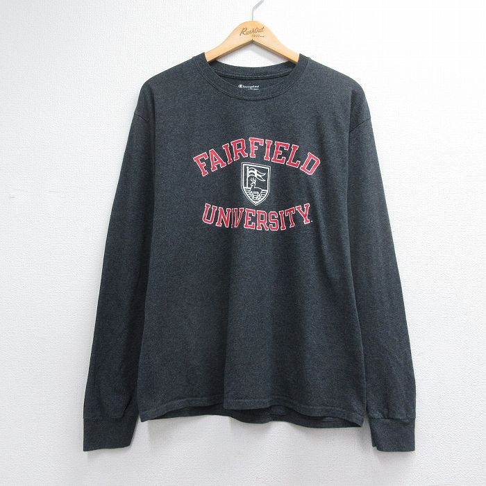 チャンピオン 長袖Tシャツ FAIRFIELD カレッジ グレー メンズL相当 | 古着