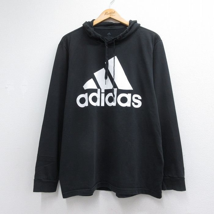 アディダス 長袖Tシャツ ビッグロゴ ブラック メンズXL相当 | 古着