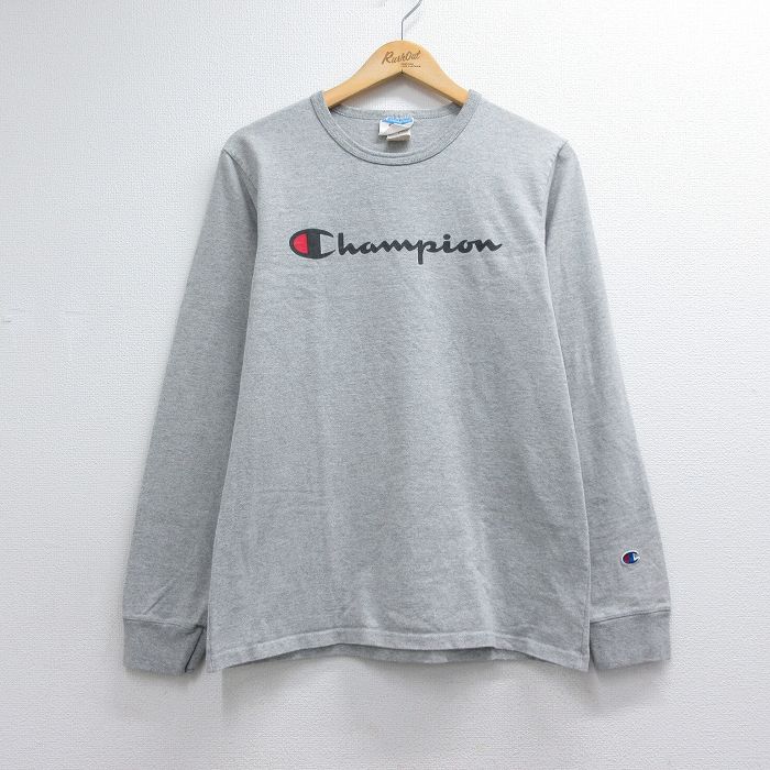 チャンピオン 長袖Tシャツ ビッグロゴ グレー メンズM相当 | 古着
