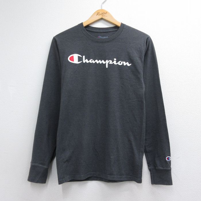 チャンピオン 長袖Tシャツ ビッグロゴ グレー メンズS相当 | 古着