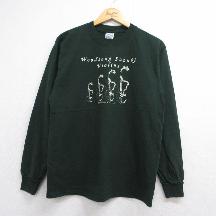 00s 長袖Tシャツ バイオリン グリーン メンズM相当 | 古着