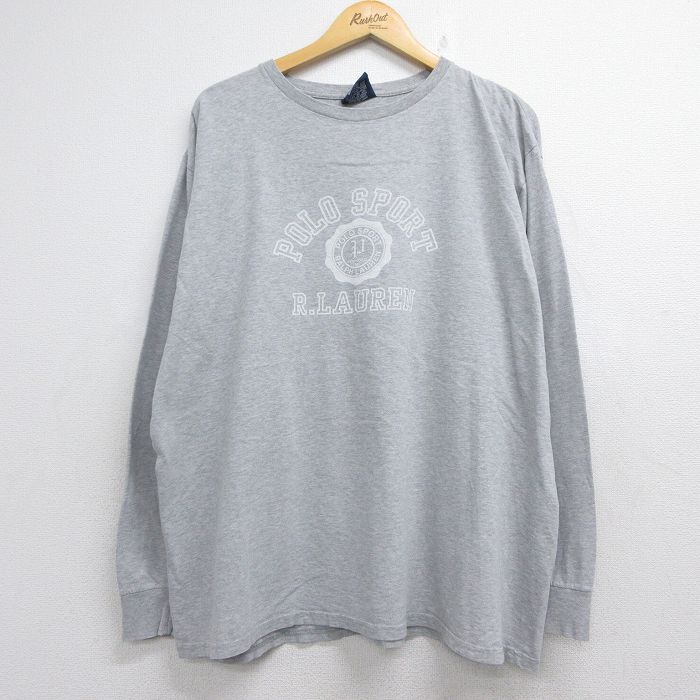 ラルフローレン 長袖Tシャツ ビッグロゴ グレー メンズXL相当 | 古着