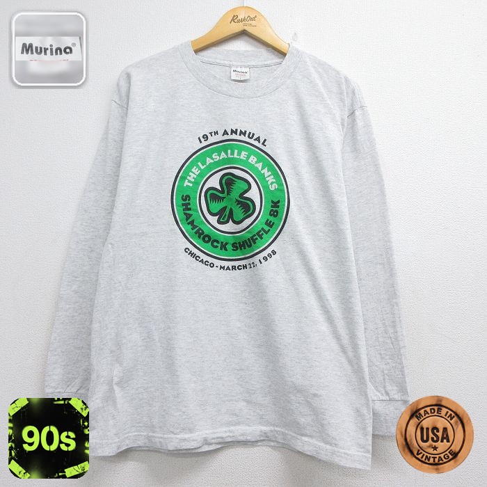 90s 長袖Tシャツ LASALLE BANKS企業広告 グレー メンズM相当 | 古着