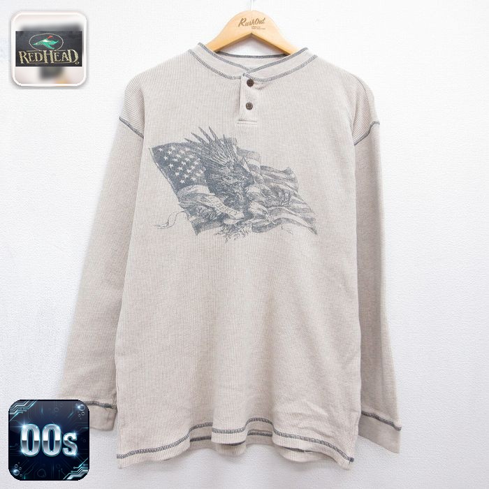 古着通販 XL☆古着 レッドヘッド 長袖 ビンテージ サーマル Tシャツ