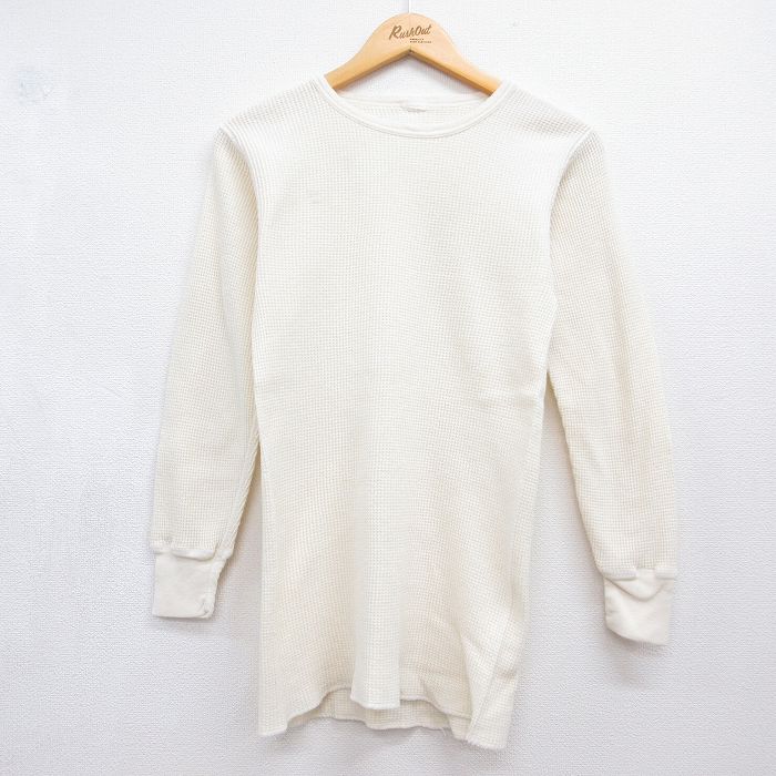 長袖サーマルTシャツ ヘンリーネック 生成り ベージュ メンズM相当 | 古着