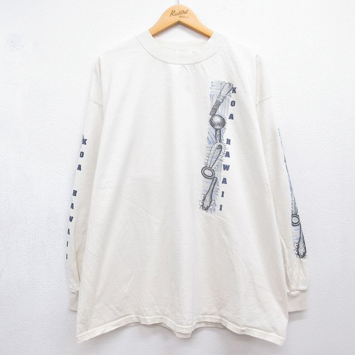 00s 長袖Tシャツ KOA HAWAII 生成り ベージュ メンズXL相当 | 古着