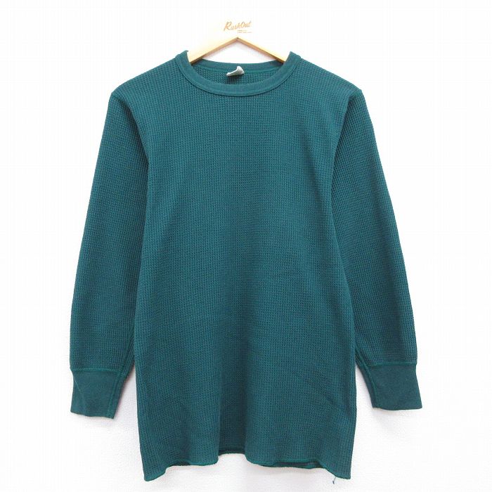 90s 長袖ヘンリーネックTシャツ グリーン メンズL相当 | 古着