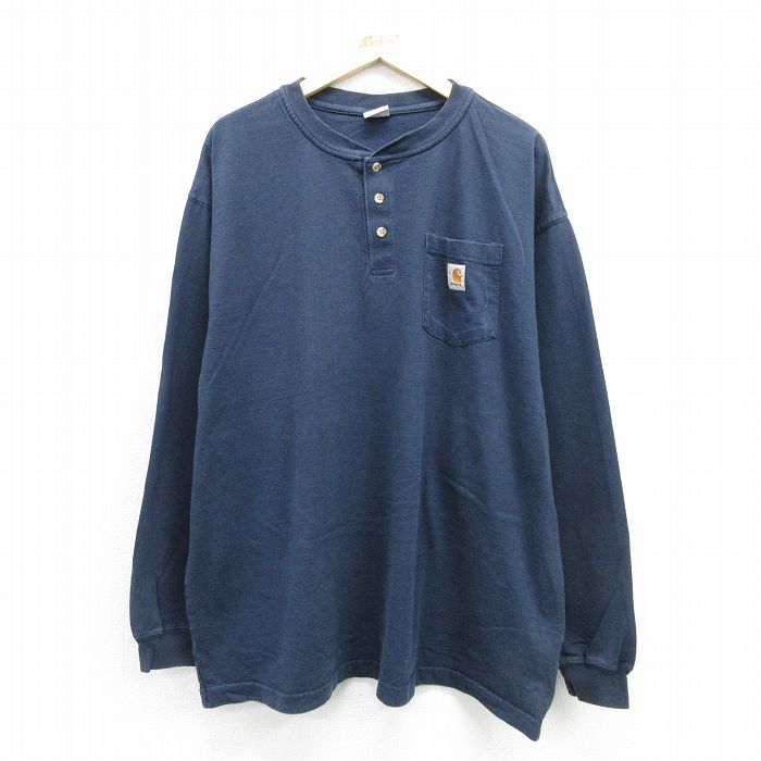 カーハート 長袖Tシャツ 胸ポケット付き ネイビー メンズXL相当 | 古着
