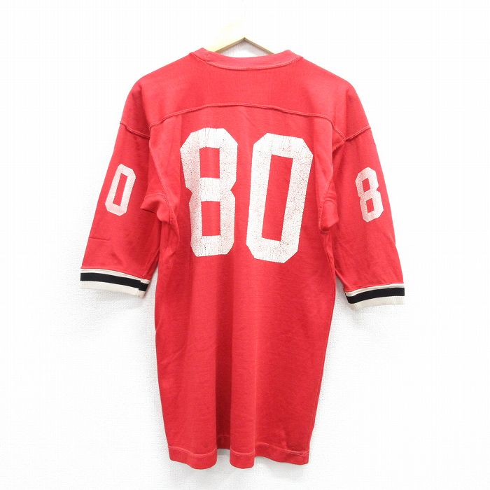 古着通販 L☆古着 半袖 ビンテージ フットボール Tシャツ メンズ 70