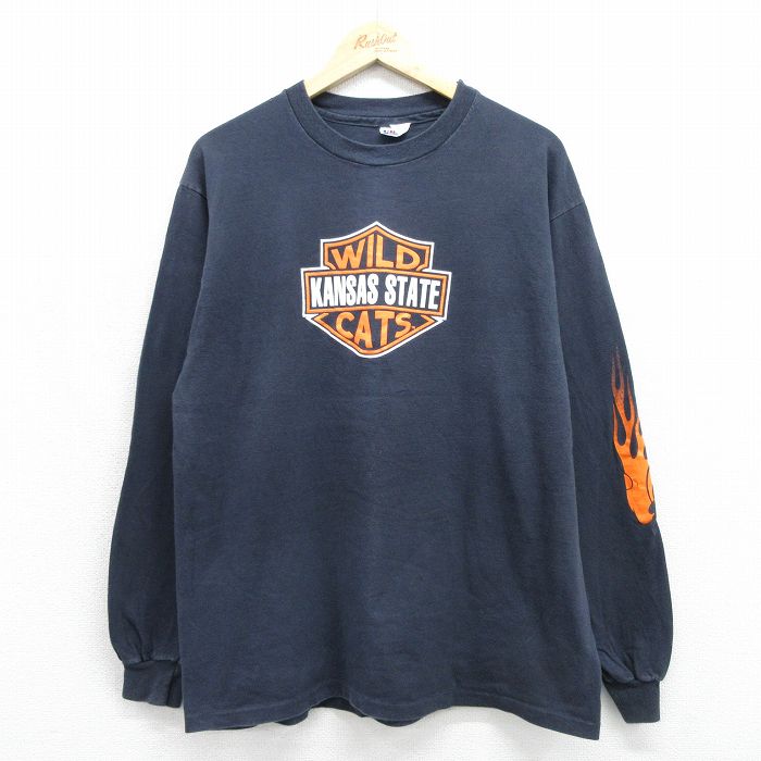 ヘインズ 80s 長袖Tシャツ ワイルドキャッツ ブラック メンズXL相当 | 古着