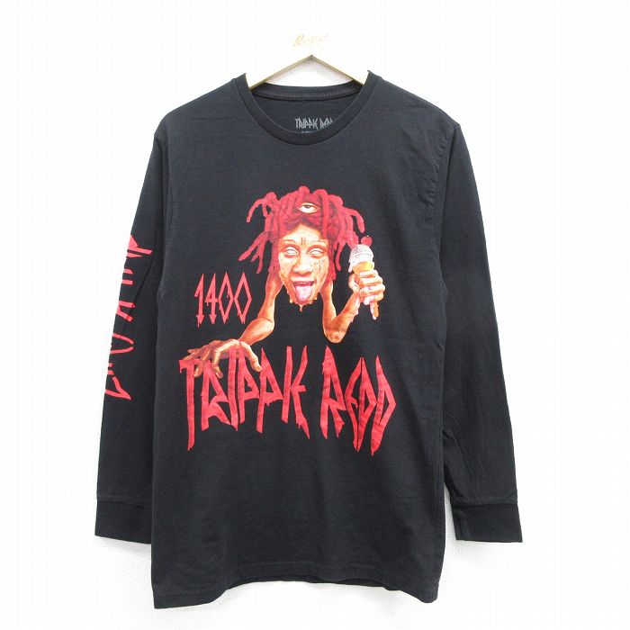 長袖ラップTシャツ トリッピーレッド ブラック メンズM相当 | 古着