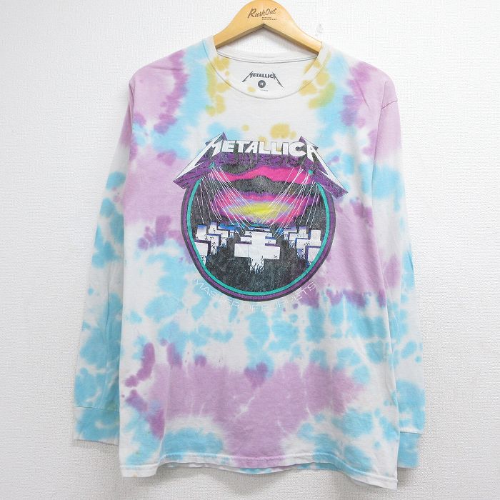 メタリカ 長袖ロックバンドTシャツ タイダイ ホワイト メンズM相当 | 古着