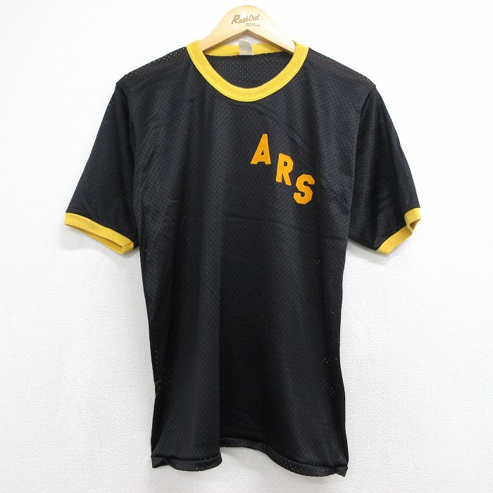 90s 半袖Tシャツ ARS 8 メッシュ地 ブラック メンズM相当 | 古着