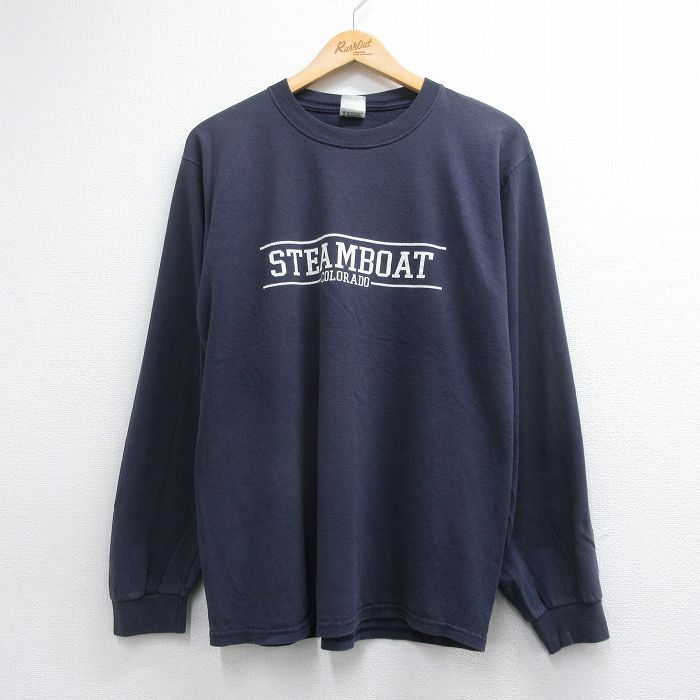 00s 長袖Tシャツ STEAMBOAT ネイビー メンズL相当 | 古着